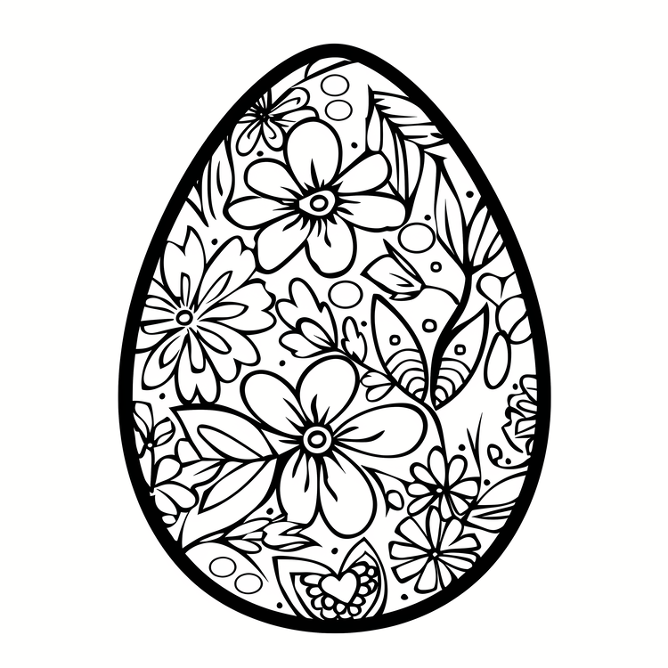 Easter Egg,Coloring Page,Floral Design