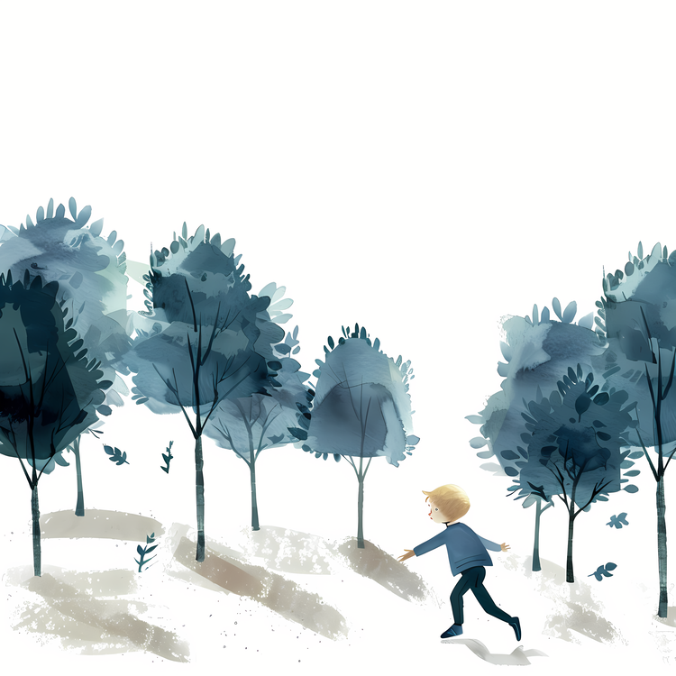 Little Boy Running,Boy,Trees