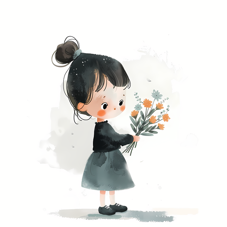 Girl Holding Flowers,Child,Girl