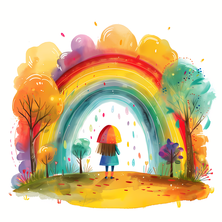 Find A Rainbow Day,Colorful,Watercolor