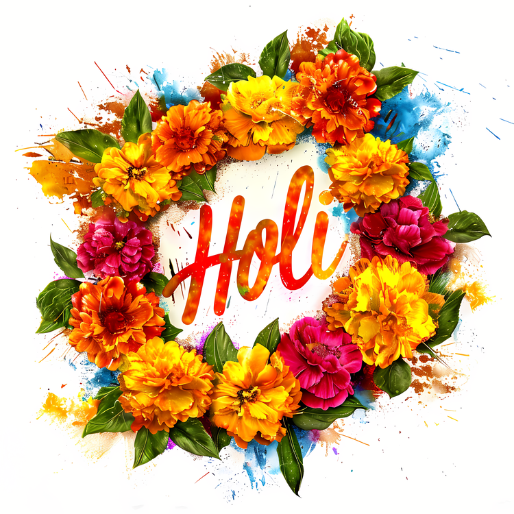 Holi,Colorful,Flower Wreath