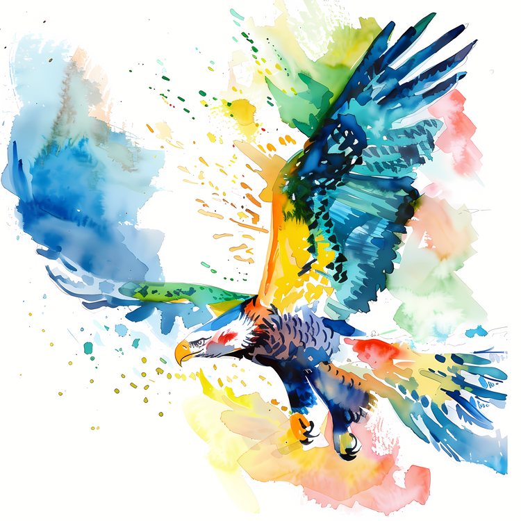 Watercolor Painting Eagle,Flying,Painting