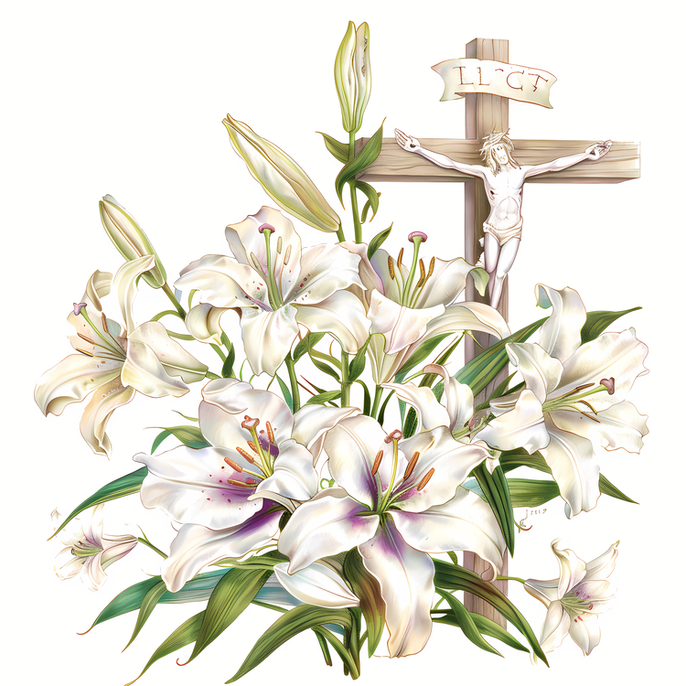 Good Friday,Cross,Lilies