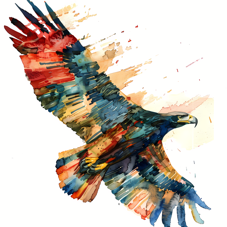 Watercolor Painting Eagle,Bird,Colored