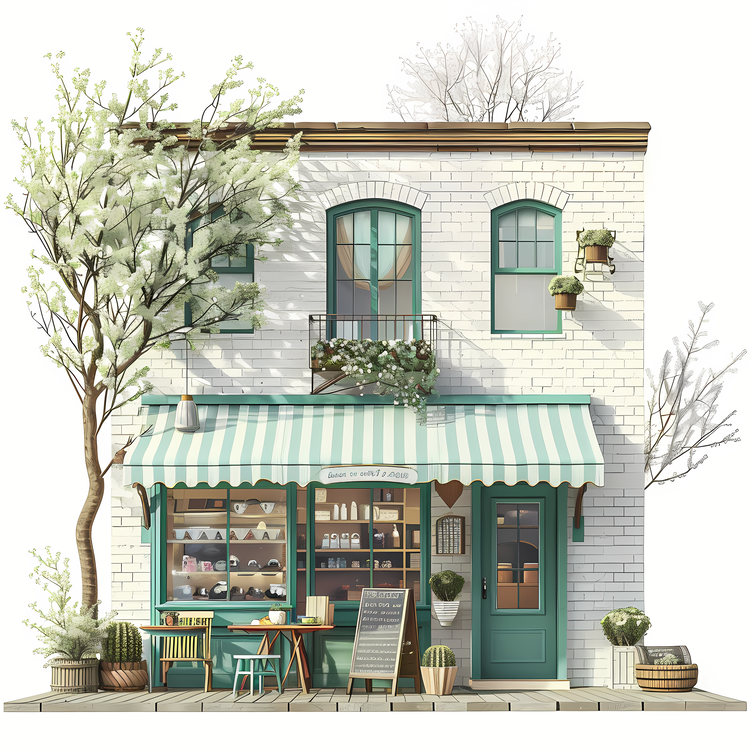 Spring,Coffee Shop,Storefront