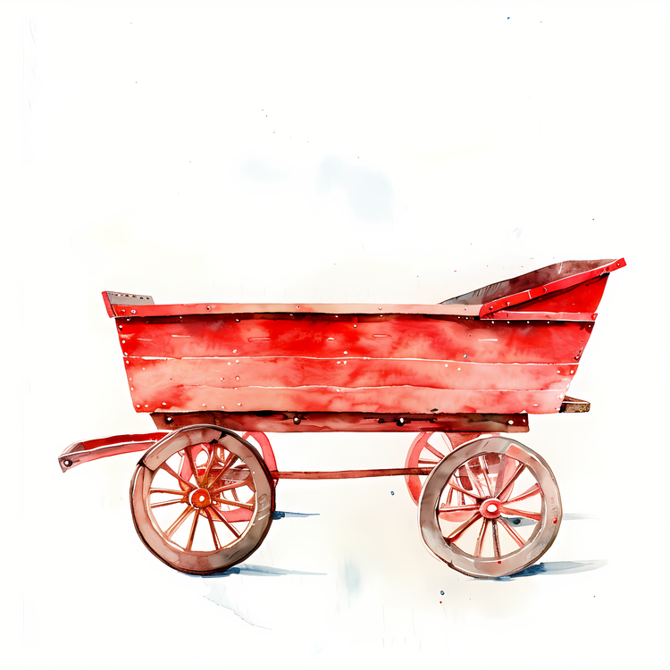 Little Red Wagon Day,Watercolor,Wagon
