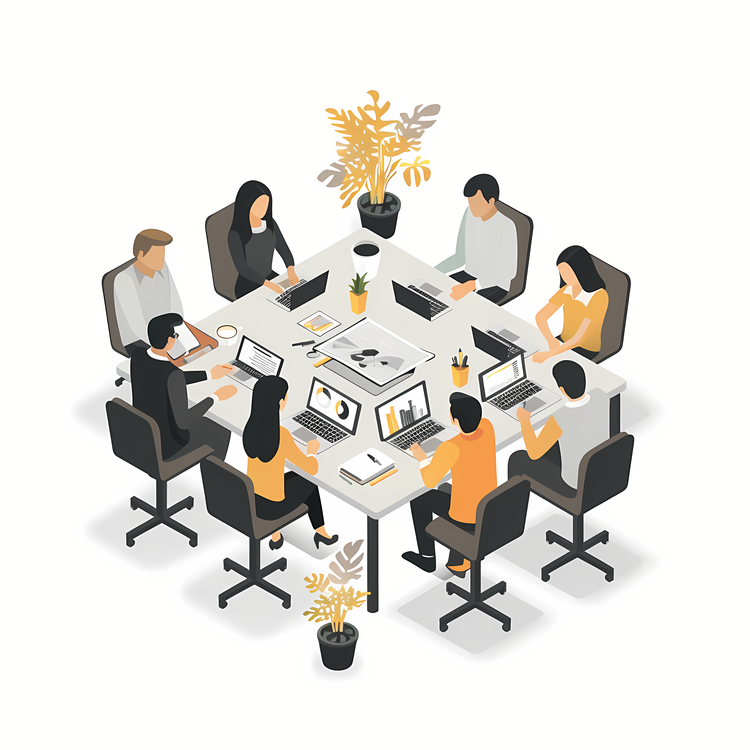 Office,Business People At A Table,Meeting