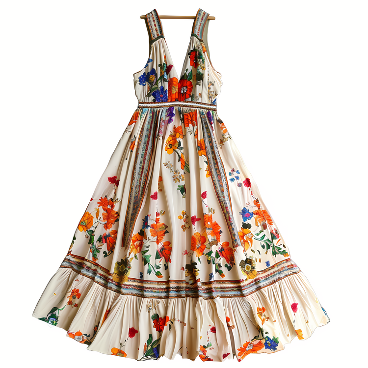 Boho Dress,Multi Colored Print,Long Sleeve