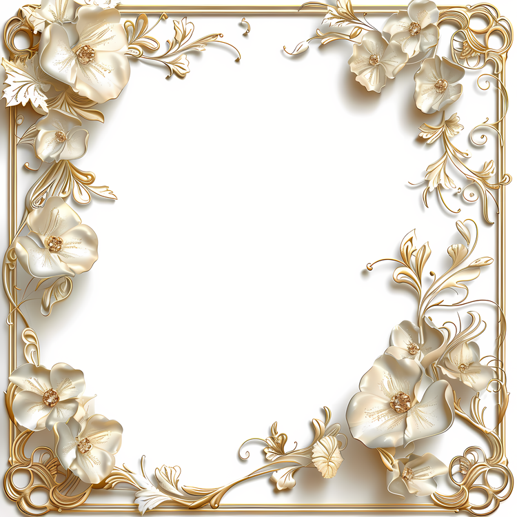 Wedding Frame,Gold Floral Frame,Ornate Wedding Frame