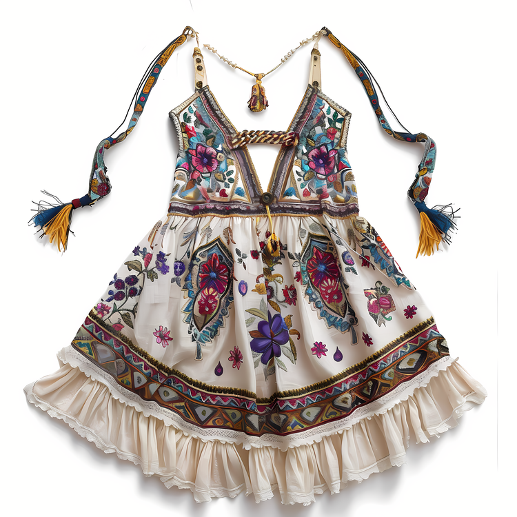 Boho Dress,Embroidered,Vintage