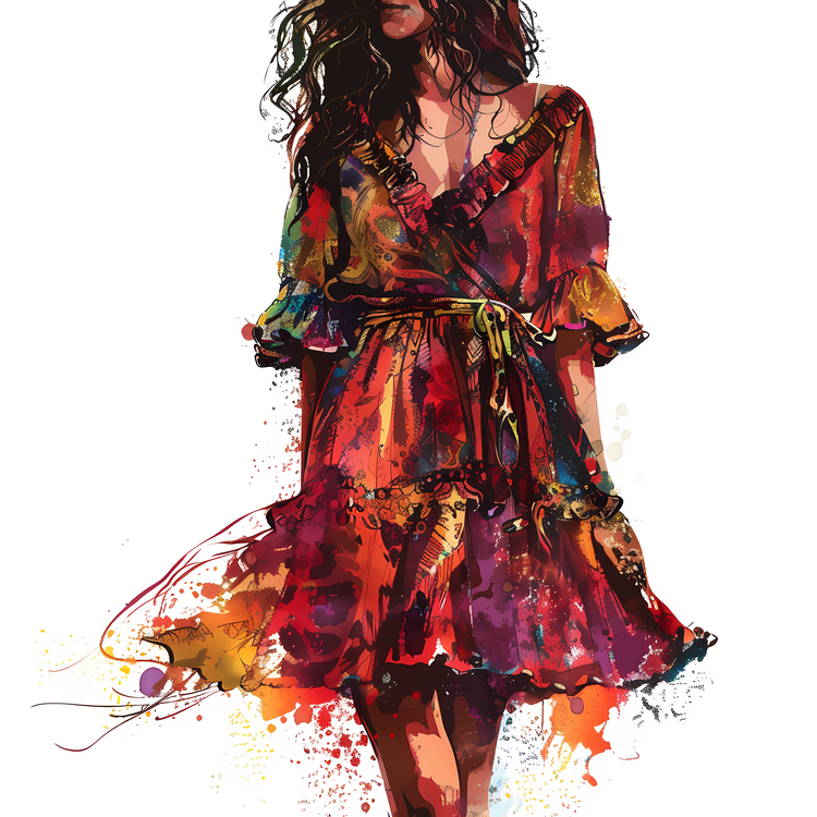 Boho Dress,Human,Colorful Dress