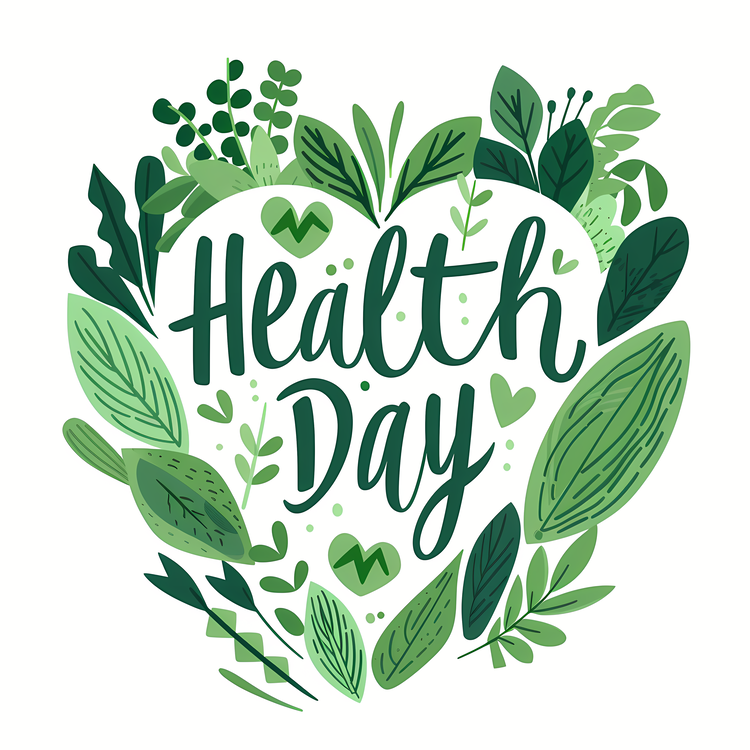 World Health Day,Green Leaves,Heart Shaped