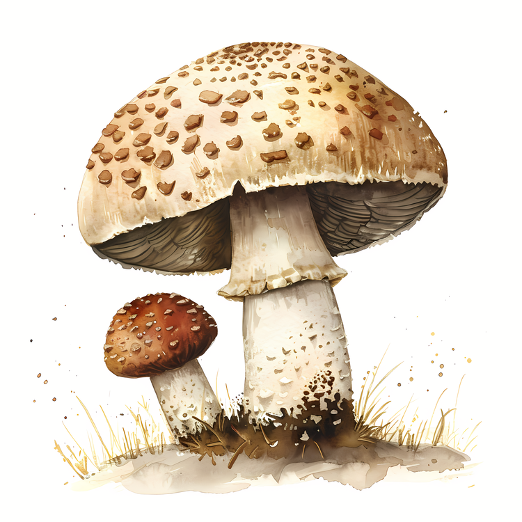 Common Mushroom,Mushroom,Watercolor Painting