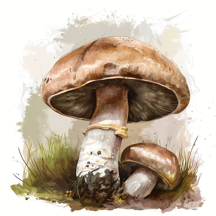 Common Mushroom,Mushroom,Watercolor