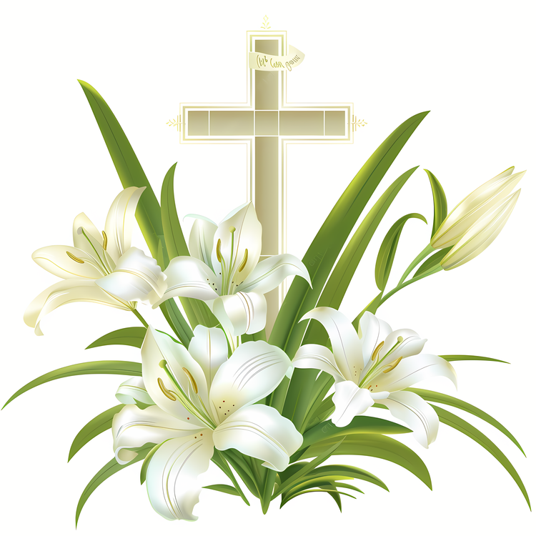 Good Friday,Cross With White Lilies,Church