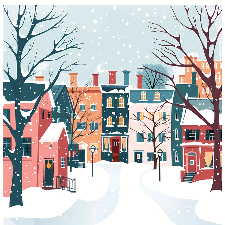Street,Winter Town,Snowy Street