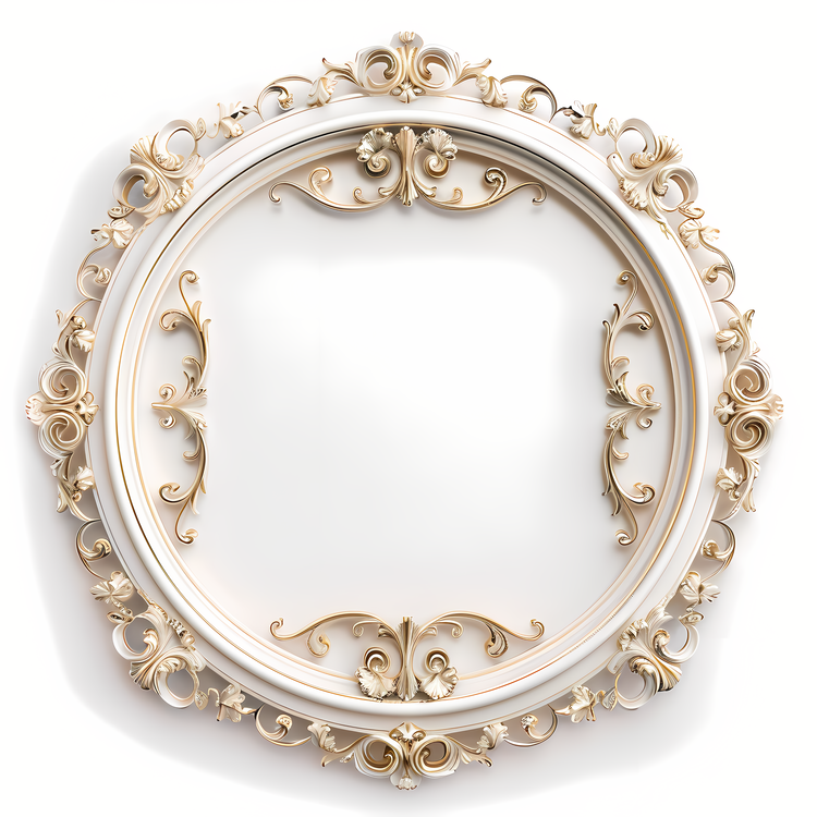 Round Frame,Ornate,White Frame