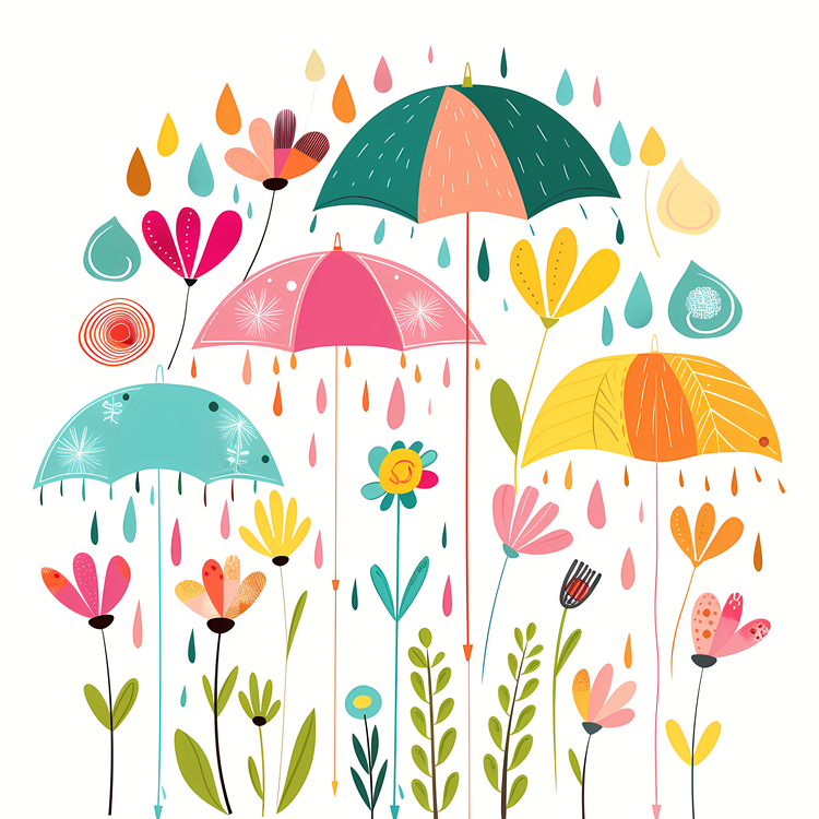 Spring,Rainy Day,Umbrellas