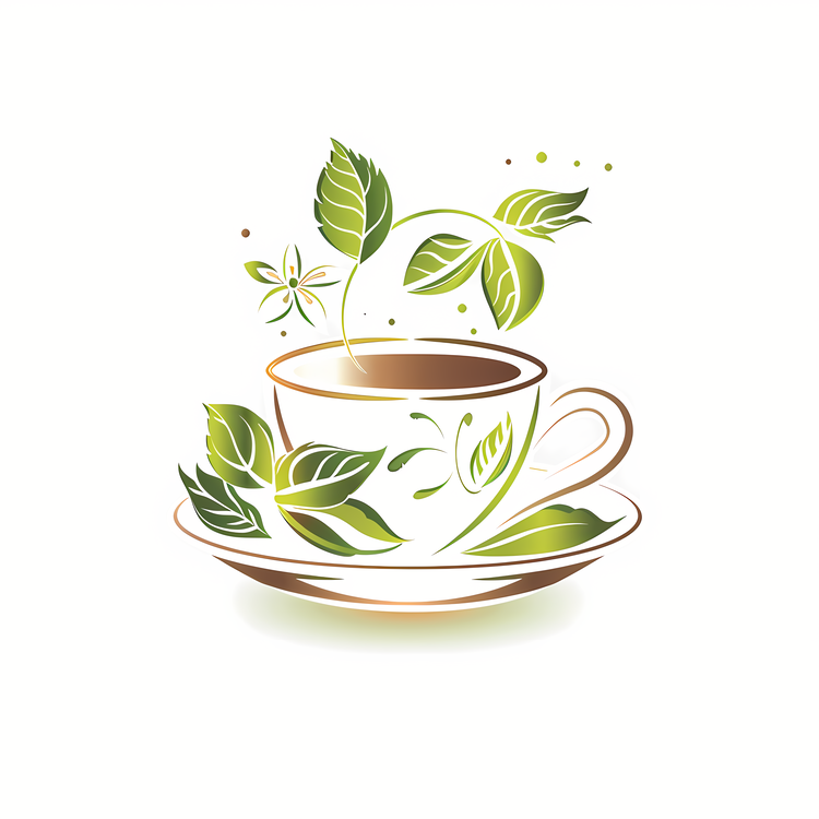 Spring,Coffee,Tea Cup With Leaves