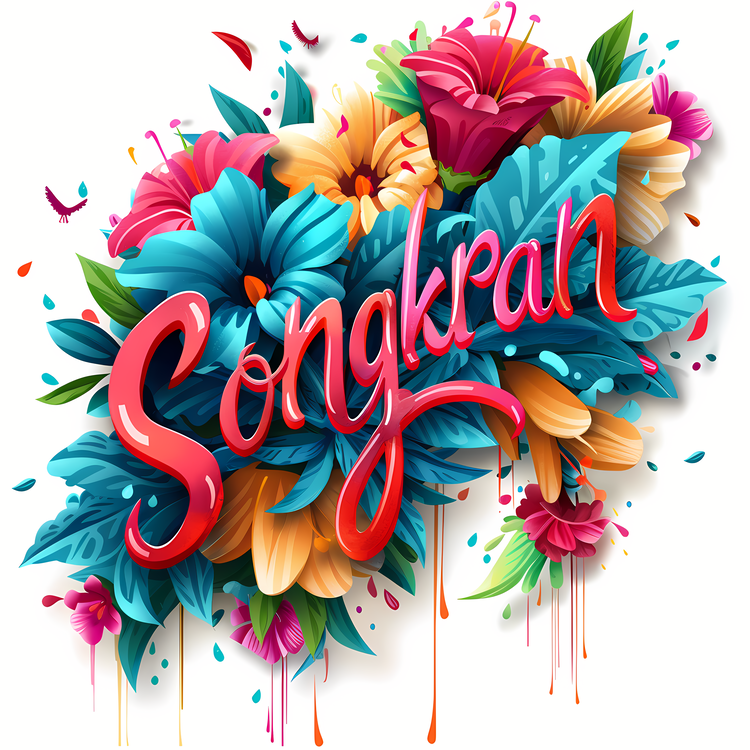 Songkran,Floral,Watercolor