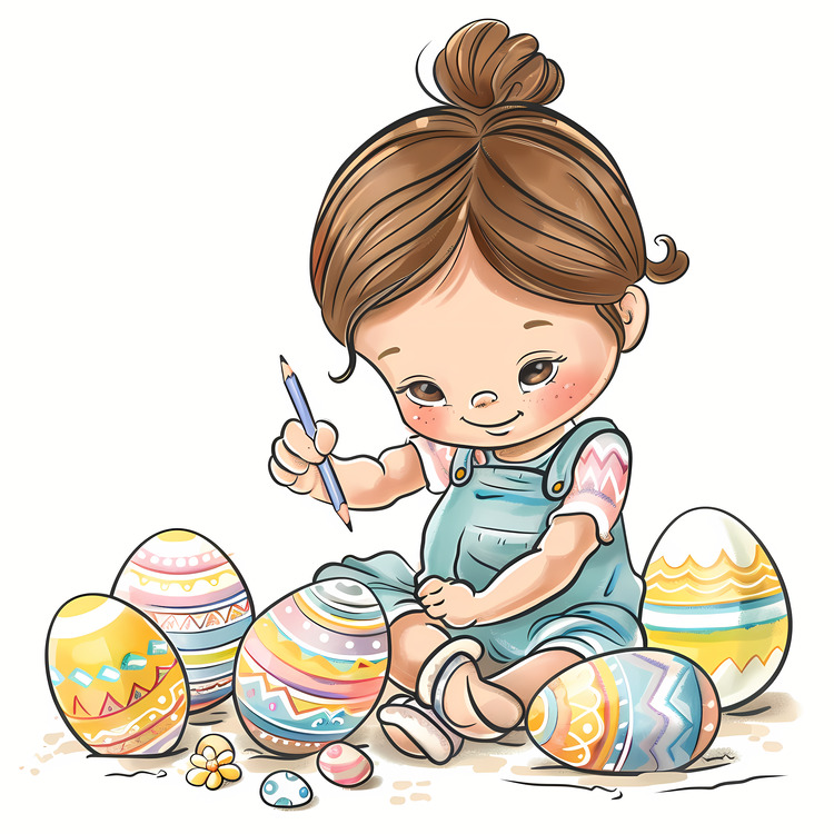 Coloring Easter Egg,Girl,Easter Egg