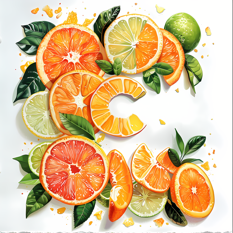 Vitamin C Day,Watercolor,Slices Of Citrus Fruits
