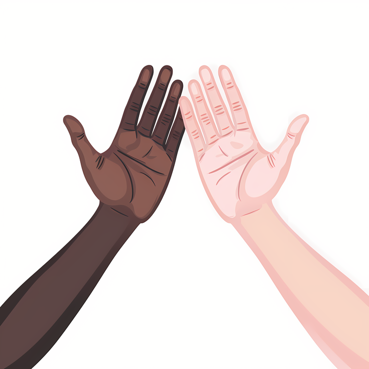 High Five,Black And White Hands,Multiracial