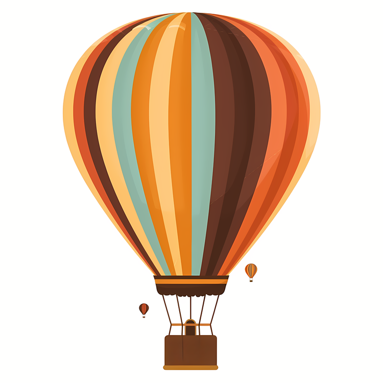 Hot Air Balloon,Rare Colorful Stripes,Orange