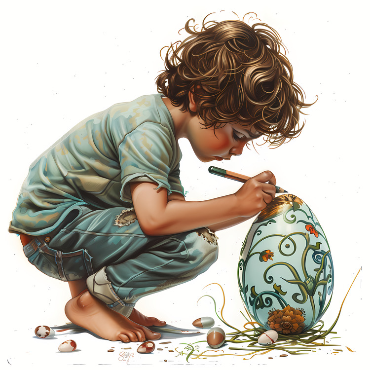 Coloring Easter Egg,Child,Painting