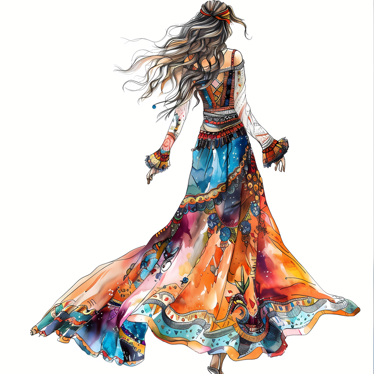 Boho Dress,Artistic,Colorful