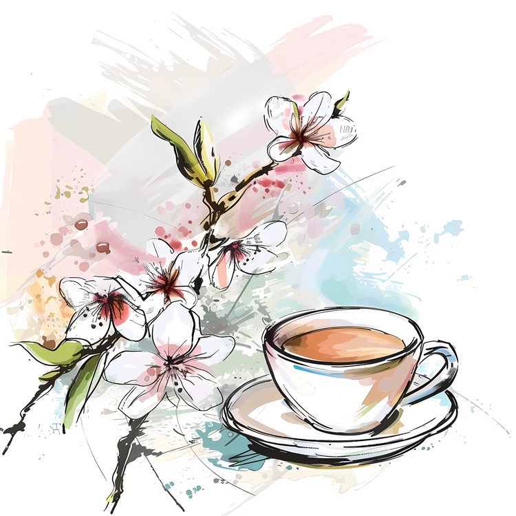 Spring,Coffee,Hand Drawn Illustration