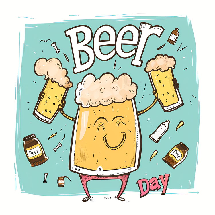 Beer Day,Cartoon Beer Glasses,Happiness
