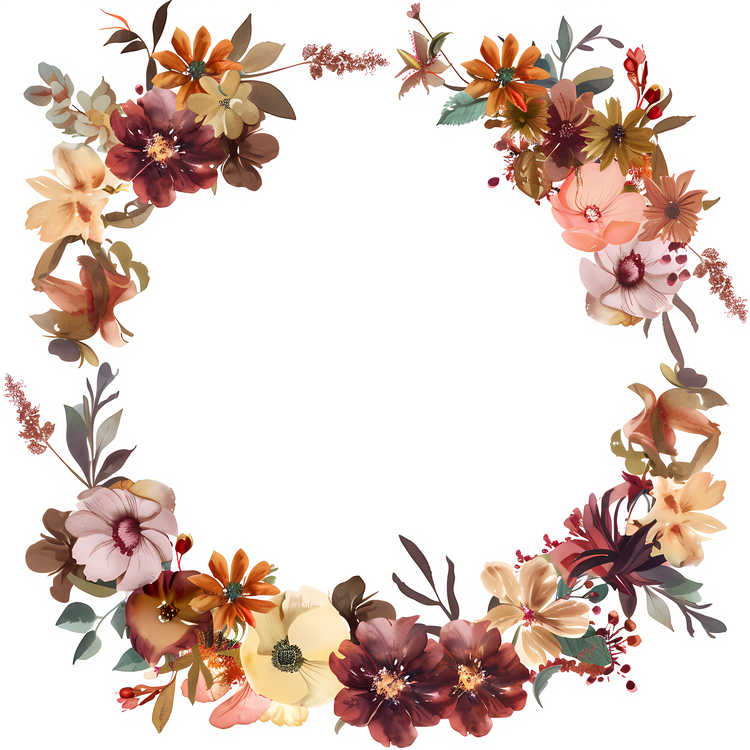 Flower Wreath,Floral Wreath,Autumn Leaves