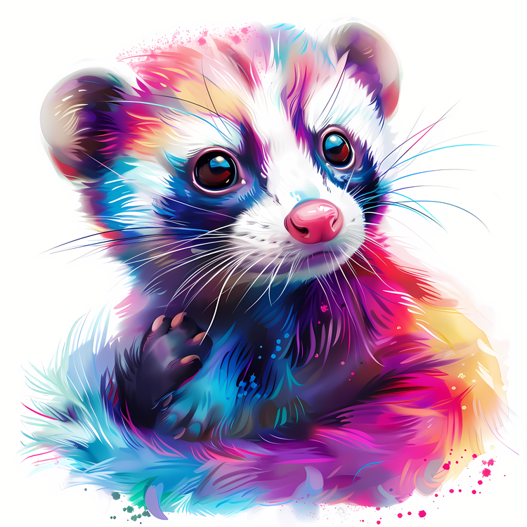 Ferret Day,Colorful Felted Fur,Painted Felines