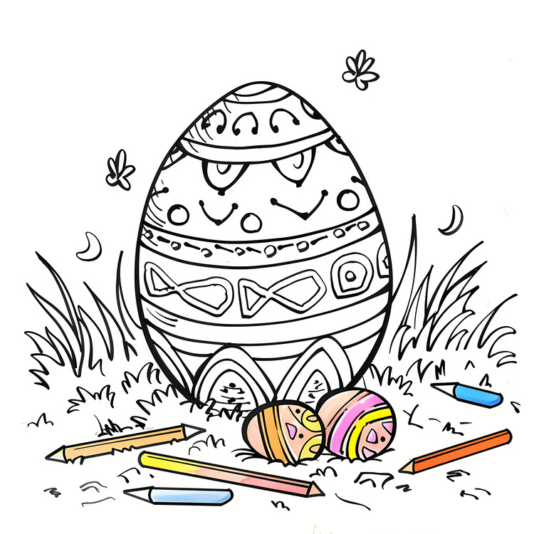 Coloring Easter Egg,Colorful Eggs In A Field,Easter Decorations