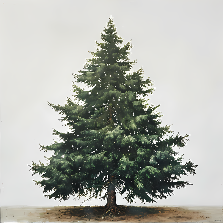 Fir Tree,Painting,Realistic