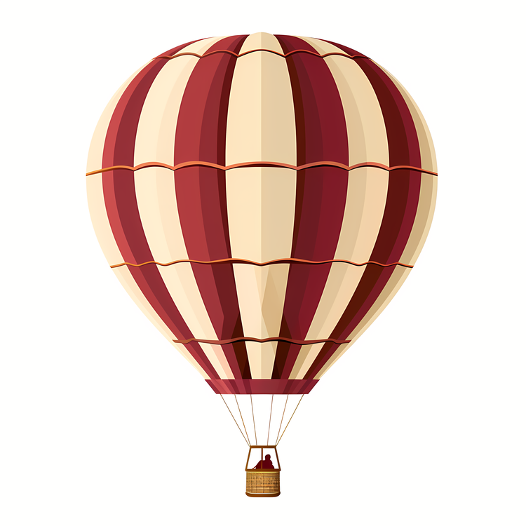 Hot Air Balloon,Red And White Striped,Airborne