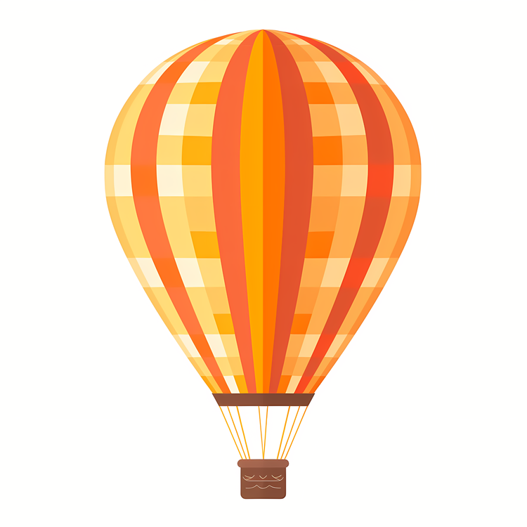 Hot Air Balloon,Yellow And Orange,Plaid Pattern