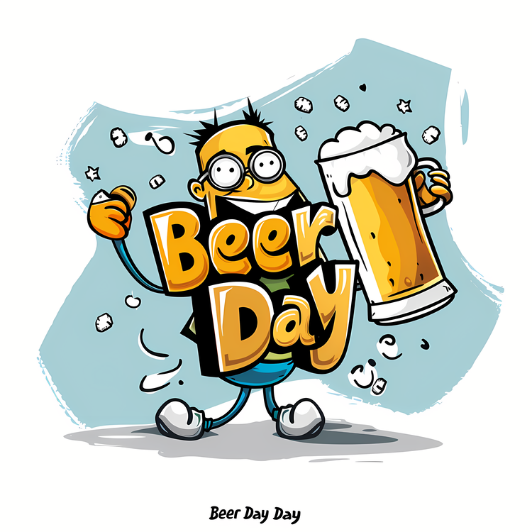 Beer Day,Man Holding Beer Mug,Cartoon Character With Beer