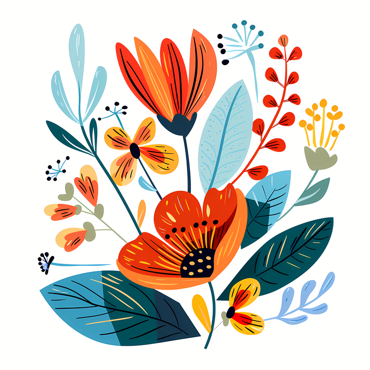 Boho Style,Flower Design,Floral Illustration