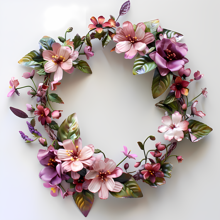 Flower Wreath,Pink Flowers,Floral Decoration