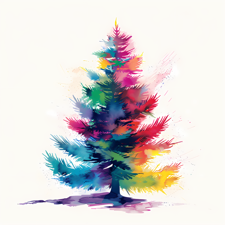 Fir Tree,Christmas Tree,Watercolor