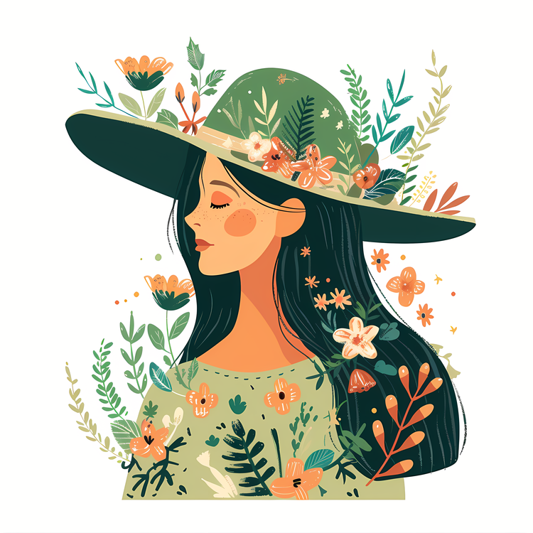 Spring Woman,Woman In A Hat,Hats