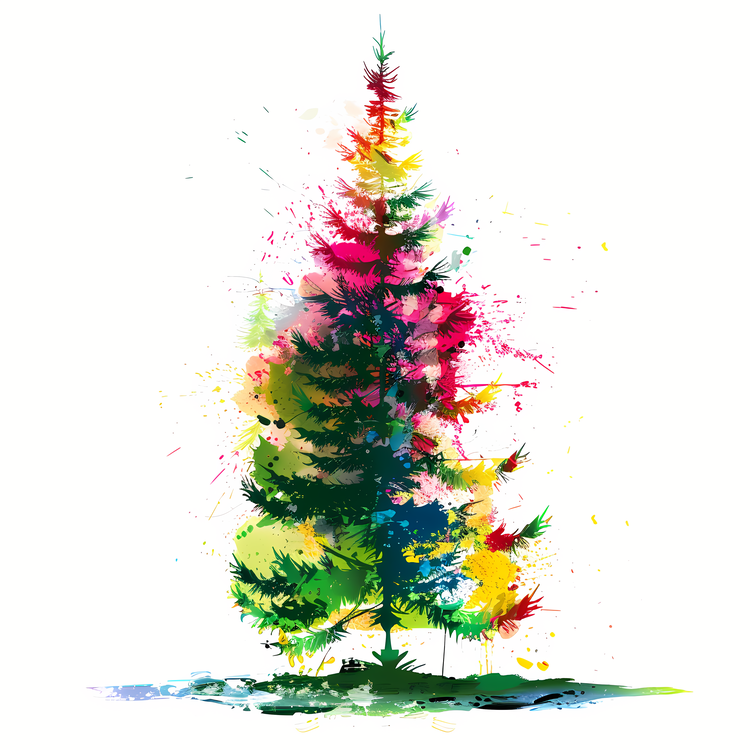 Fir Tree,Tree,Watercolor