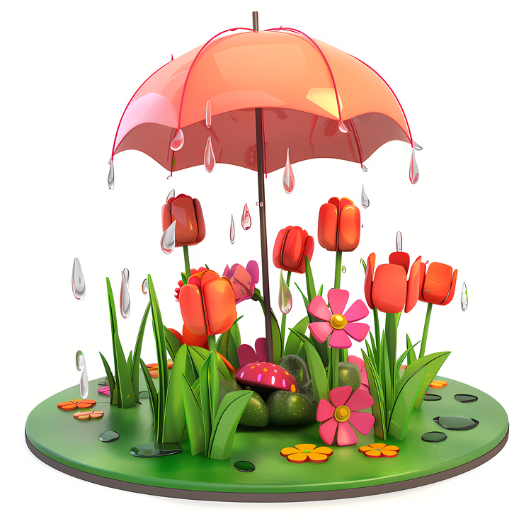 Spring,Rainy Day,Tulips