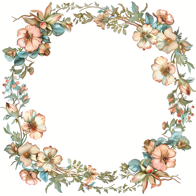 Round Frame,Floral Wreath,Borders