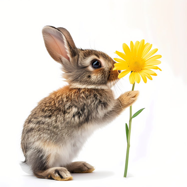 Spring,Rabbit,Yellow Flower