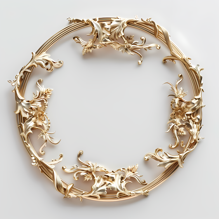 Round Frame,Flowers,Gold