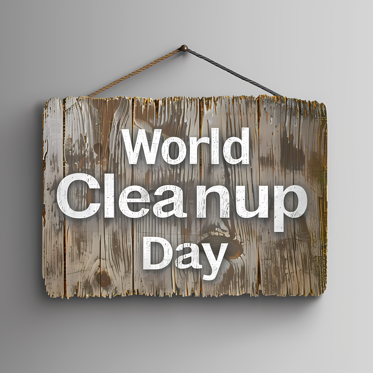 World Cleanup Day,Wood Sign,Litter Cleanup