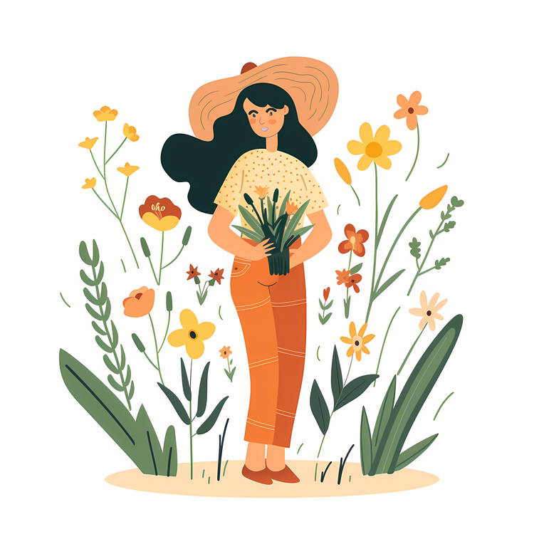 Spring Woman,Woman Holding Plants,Gardening